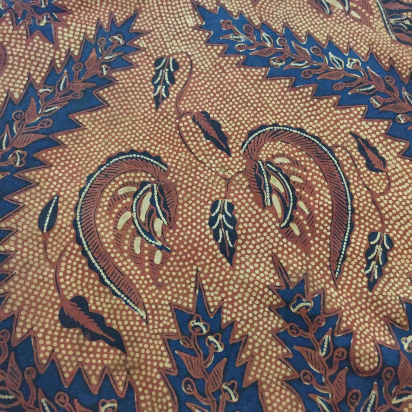 Vintage Indonesian Hand Drawn Batik Saroong Dutch (Belanda) in Brownish and Red