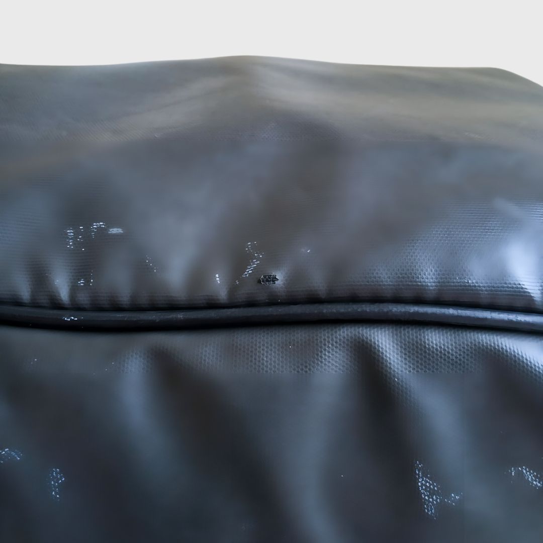 Vintage Plain Black Leather Nylon Travel Bag