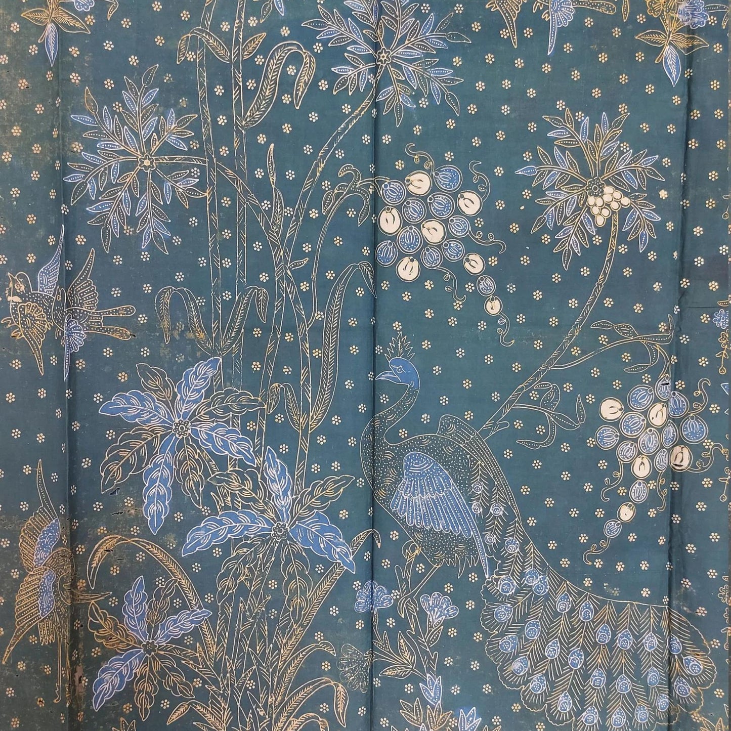 Old Indonesian Hand Drawn Javanese Batik Saroong with Peacock Motif