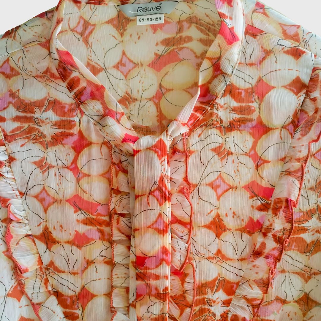 Vintage Short Sleeve Red Floral Blouse