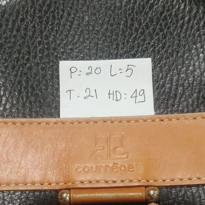 Vintage Round Black Brown Leather Sling Bag