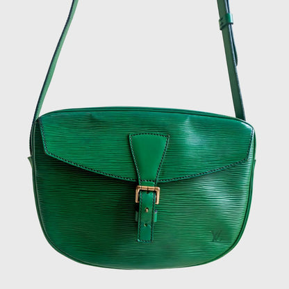 1990s Jeune Fille Borneo Green Leather Epi Sling Bag