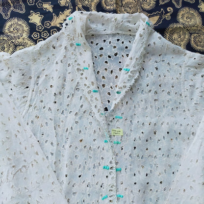 Vintage 70s Kebaya with Maple Motif and Kerancang Embroidery Trim