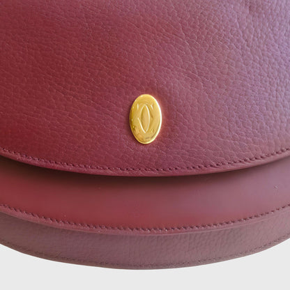 1990s Leather Half Moon Bordeaux Shoulder Bag