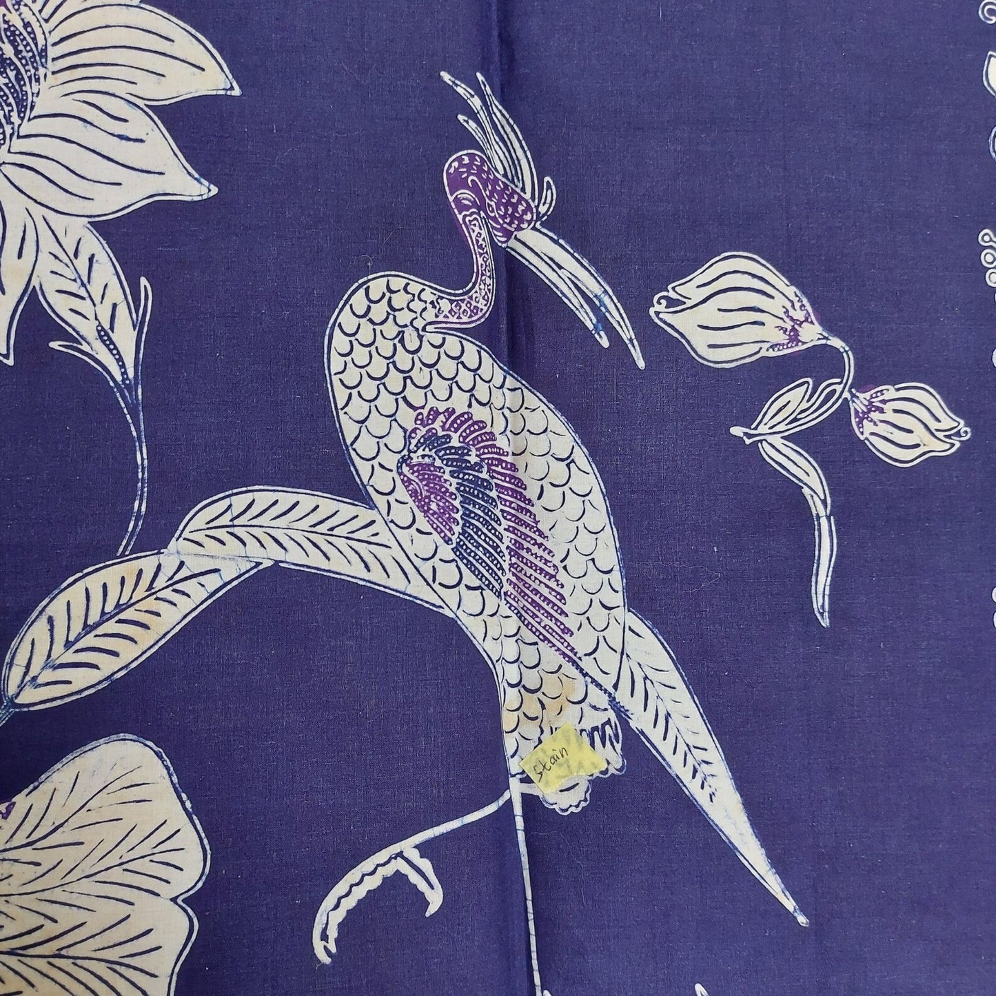 Vintage Indonesian Sarong Hand Drawn Dark Green-Off White Batik Peranakan/Encim