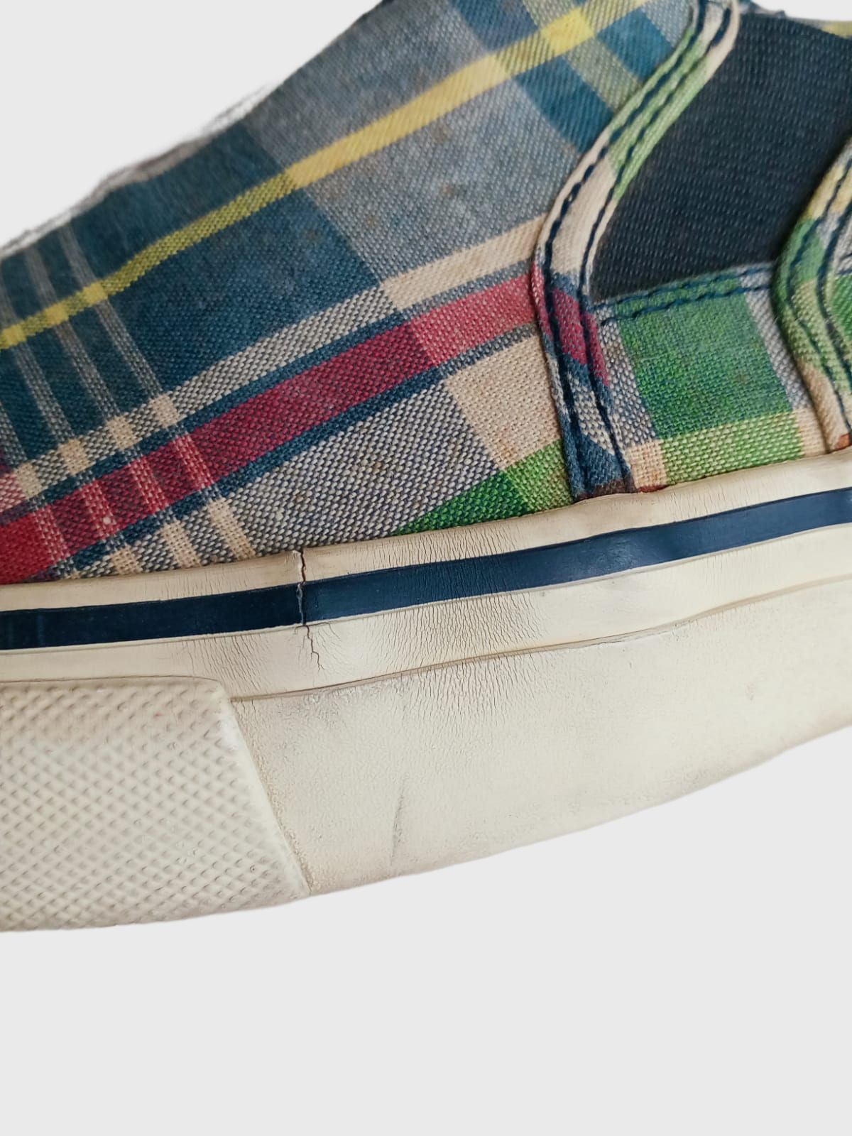 1990s Madras Cotton White Green Red Sneakers
