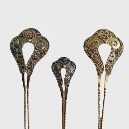Vintage Silver Hairpin Set (3 Pcs)