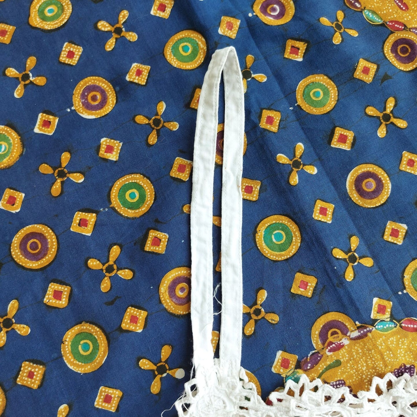 Indonesian Vintage White Camisole with Floral Kerancang Embroidery
