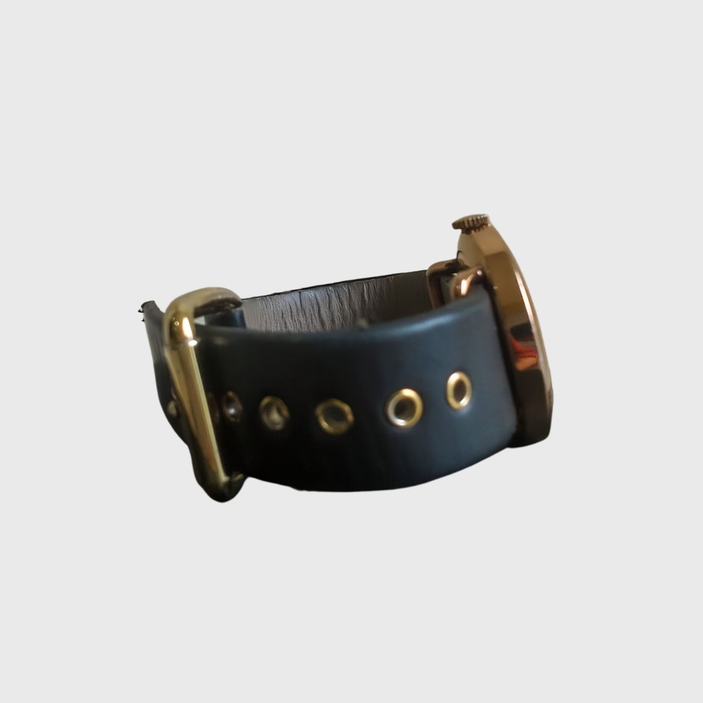 2000s MBM1154 Gold Accent Black Leather Watch
