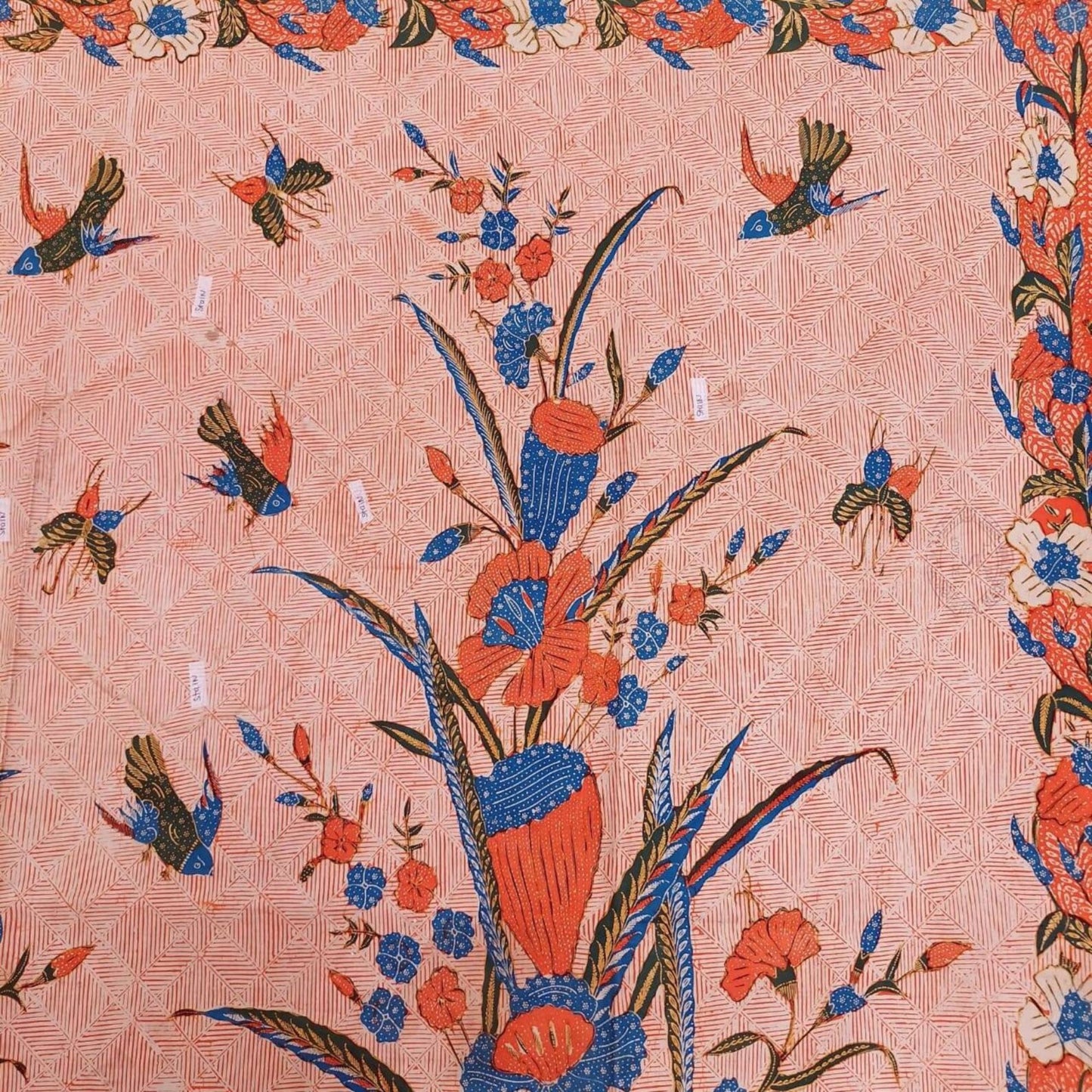 Vintage 40s Orange Galaran Dutch Encim Batik