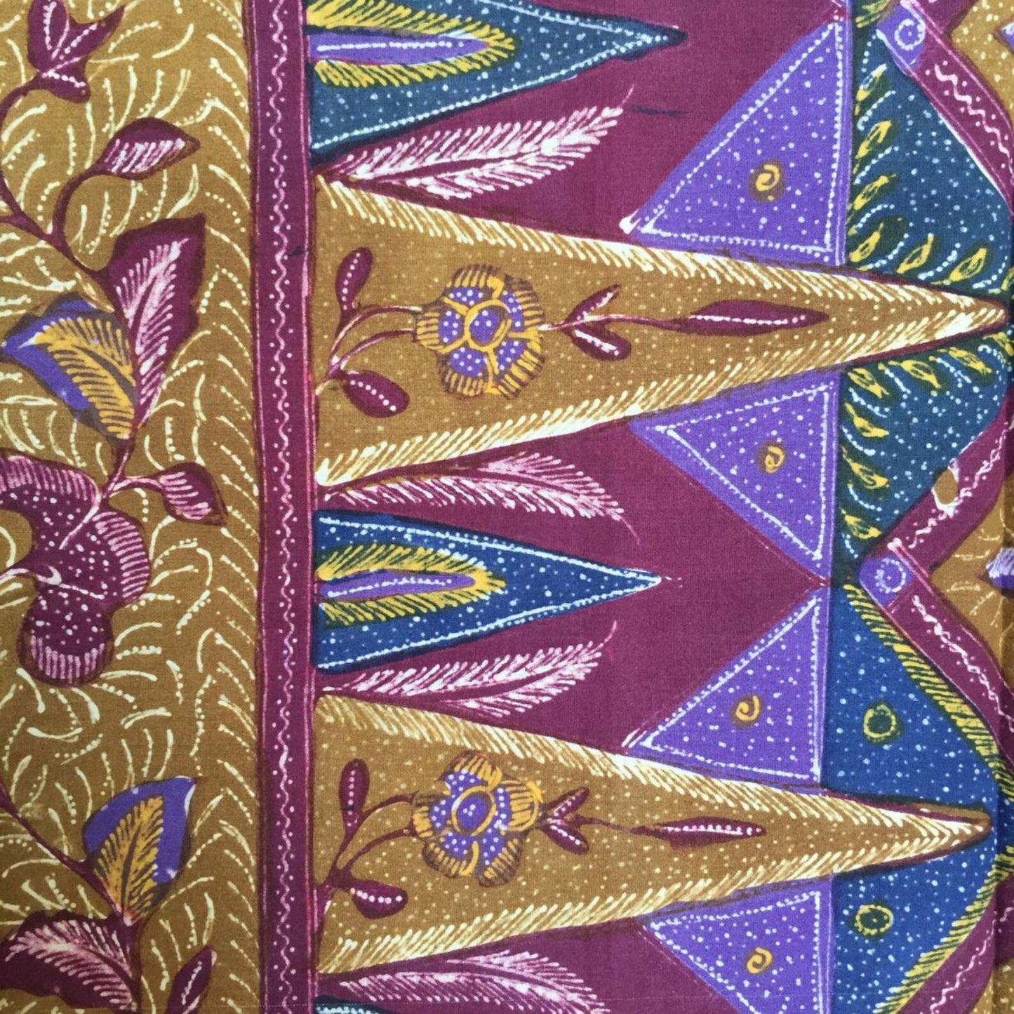Vintage Indonesian Hand Drawn Sarung Batik with Sekarjagad and Tumpal Motifs