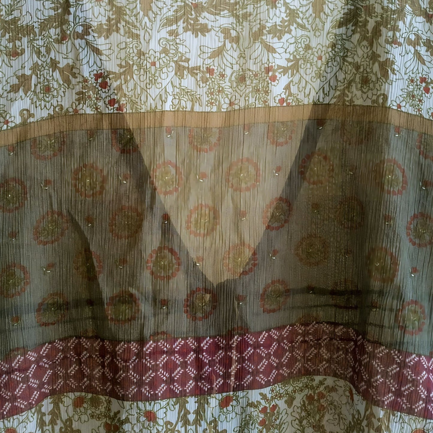 Vintage Army Green Chiffon Blouse