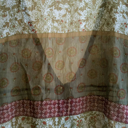 Vintage Army Green Chiffon Blouse