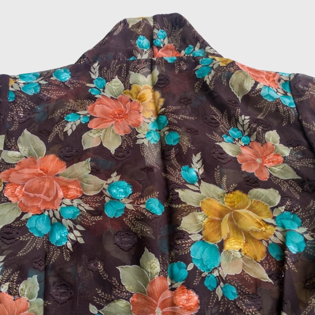 Vintage Brown Yellow Floral Kebaya Kutubaru