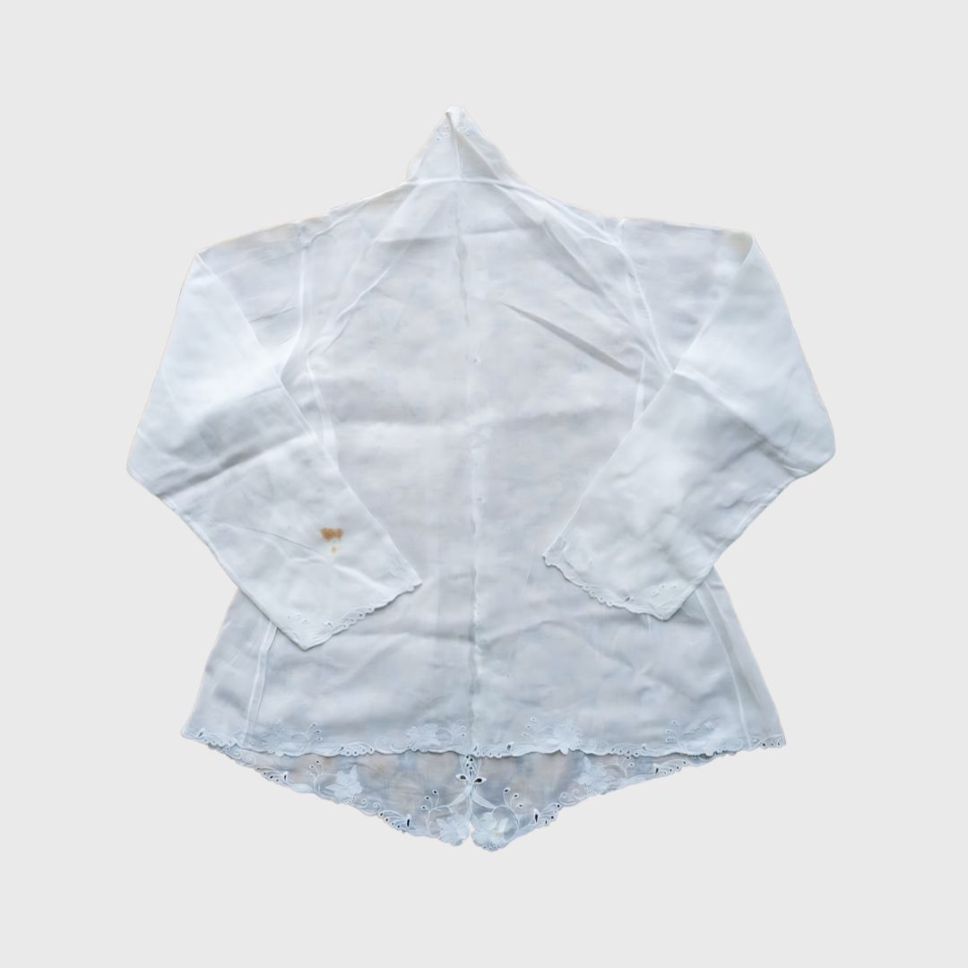 Vintage Broken White Kebaya Encim Flower Embroidery