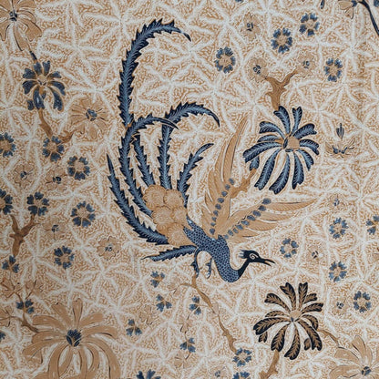 Vintage Sogan (Brown) Hand Drawn Batik Phoenix and Manggar Motif