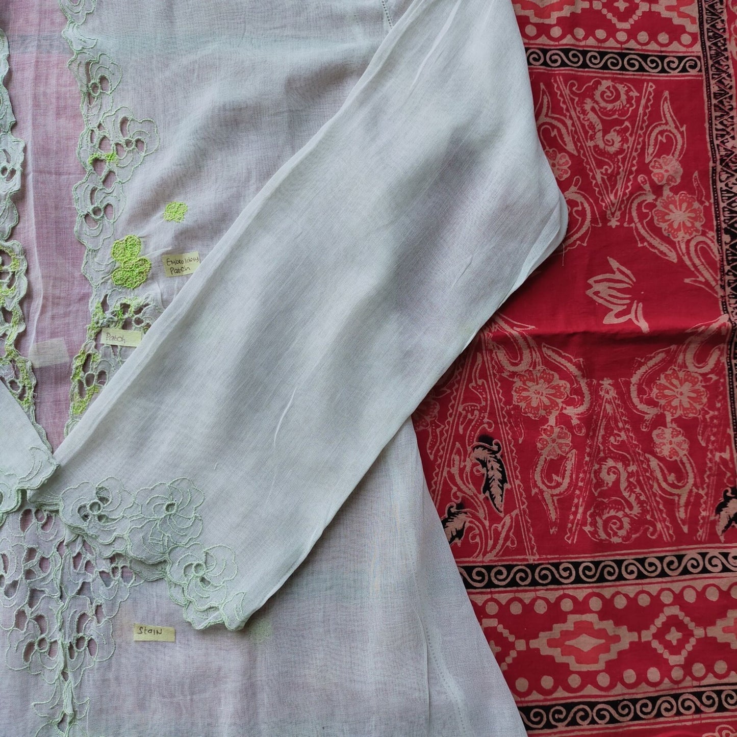 Vintage Light Green Kerancang Embroidered Kebaya