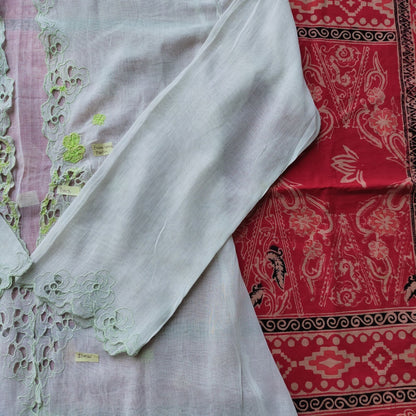 Vintage Light Green Kerancang Embroidered Kebaya