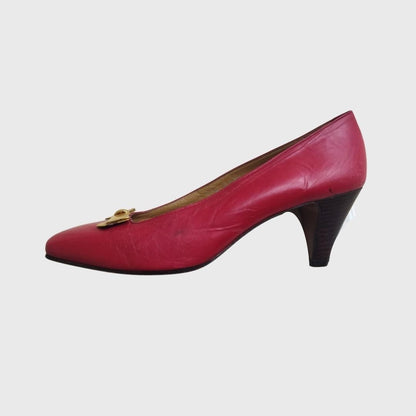 1990s Ribbon Leather Red Heels