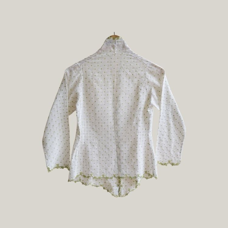 Vintage White With Square Texture Encim Kebaya