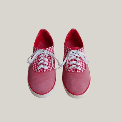 1990s Checkers Cotton Red Sneakers