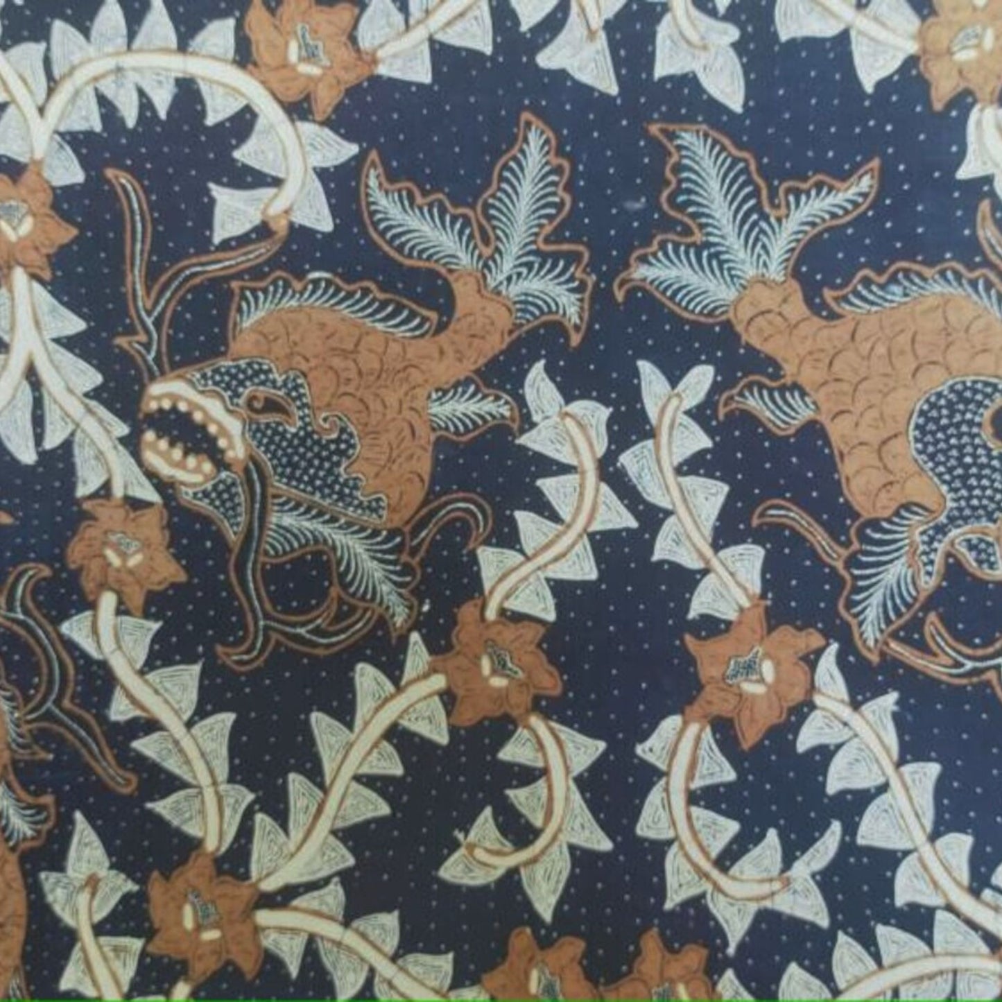 1970s Lokcan Semen Hand Drawn Batik With Fish Motif