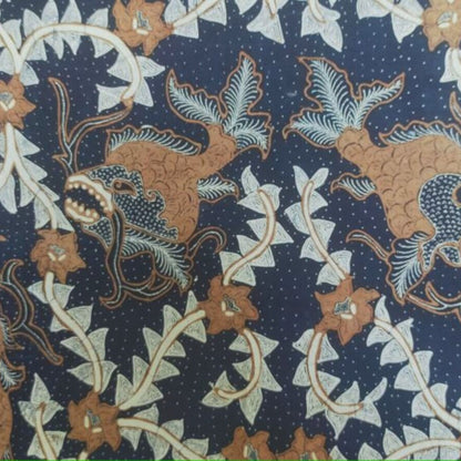 1970s Lokcan Semen Hand Drawn Batik With Fish Motif