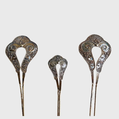 Vintage Silver Hairpin Set (3 Pcs)