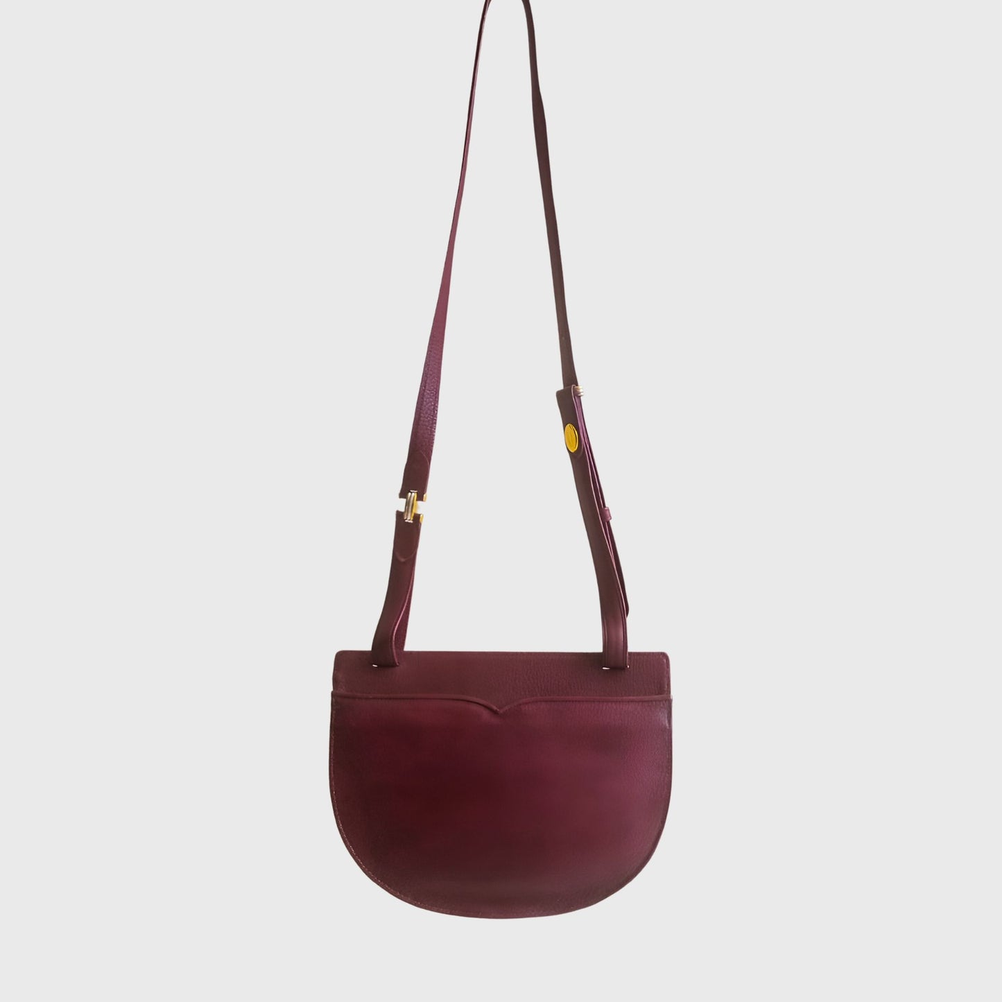1990s Leather Half Moon Bordeaux Shoulder Bag