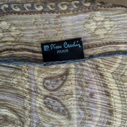 1990s Paisley Silk Green Scarf