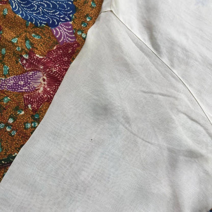 Vintage Indonesian Kebaya France Lace in White with Blue Floral Embroidery