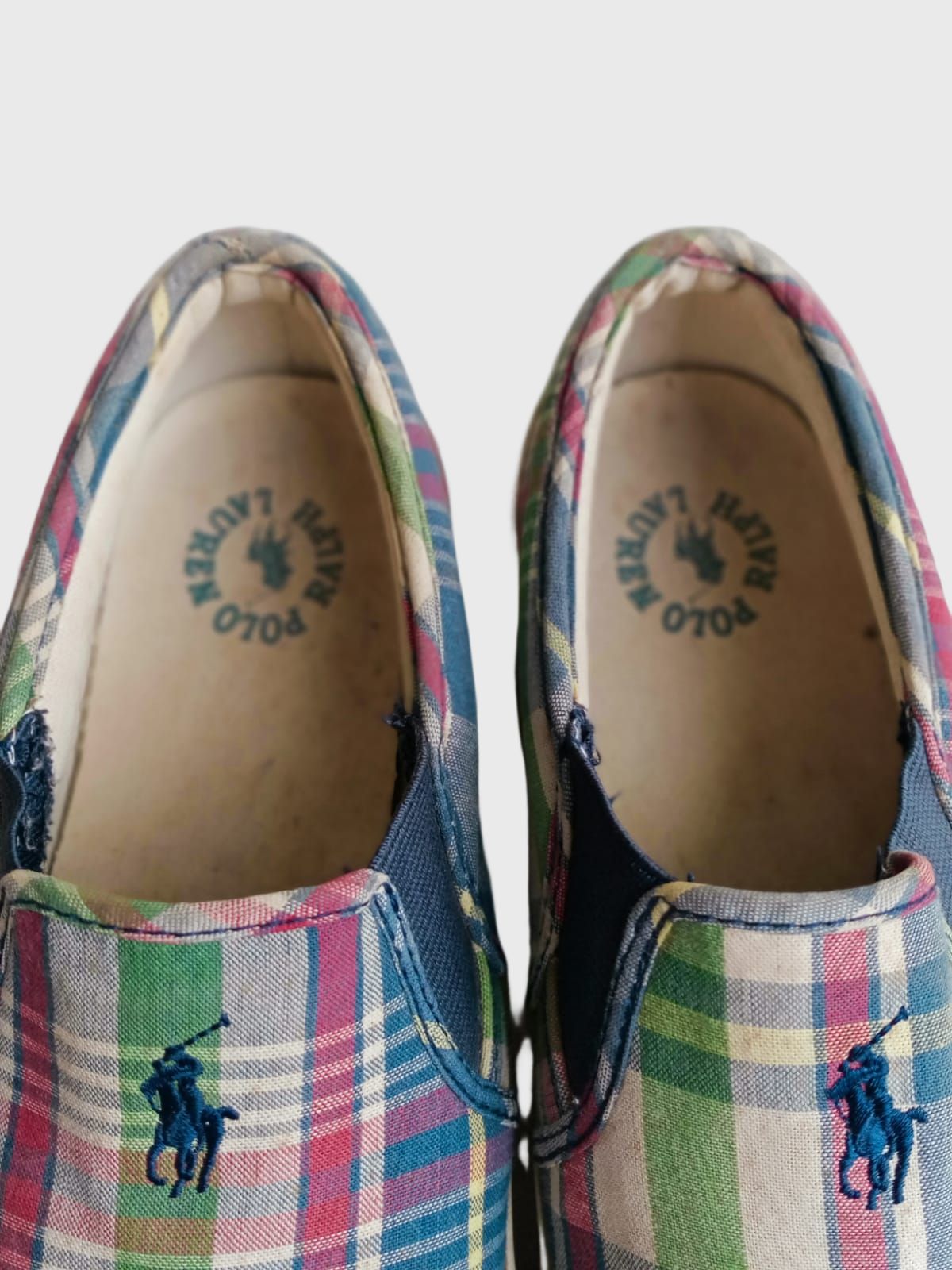 1990s Madras Cotton White Green Red Sneakers