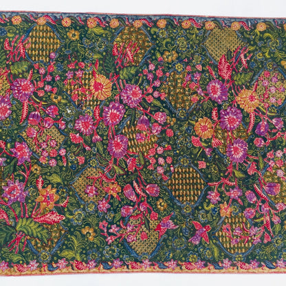 Vintage Indonesian Hand Drawn Dark Green Batik Hand Drawn Green Batik Tiga Negri Biantjoe Sign by Tjoa Siang Gwan