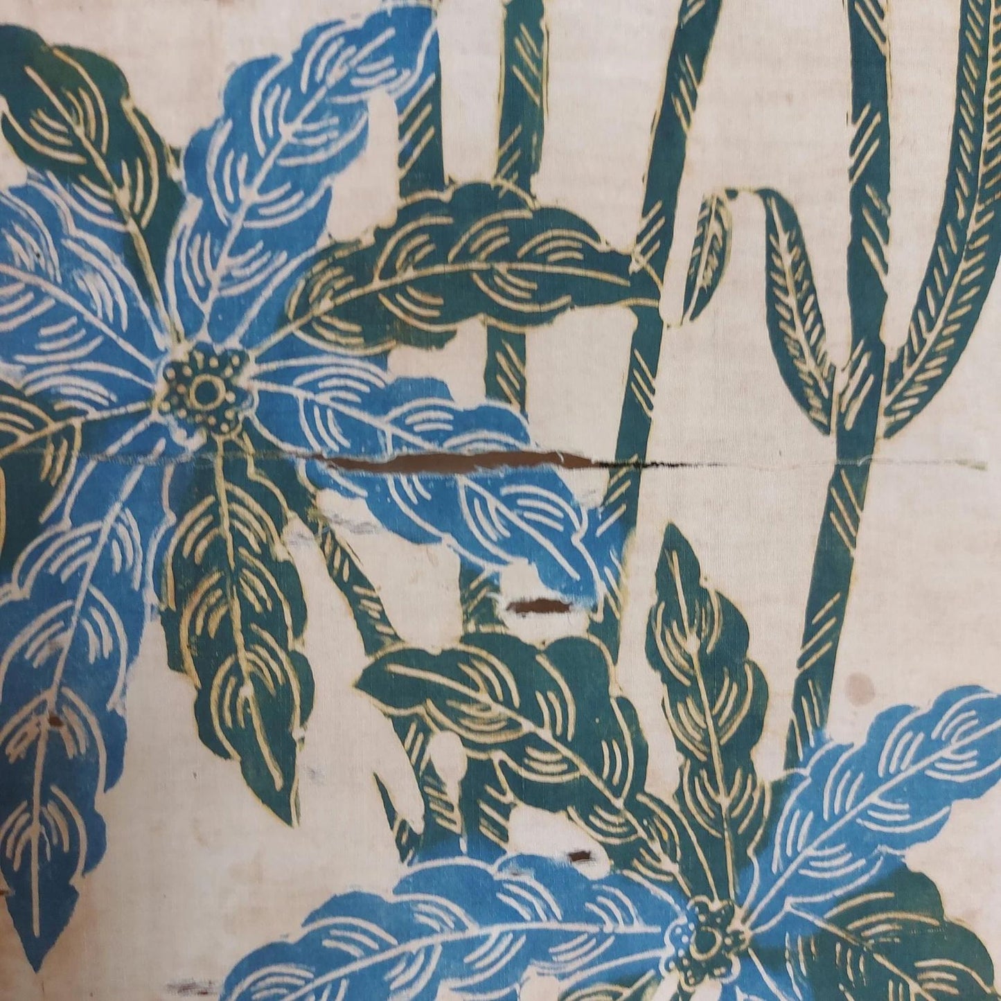 Old Indonesian Hand Drawn Javanese Batik Saroong with Peacock Motif