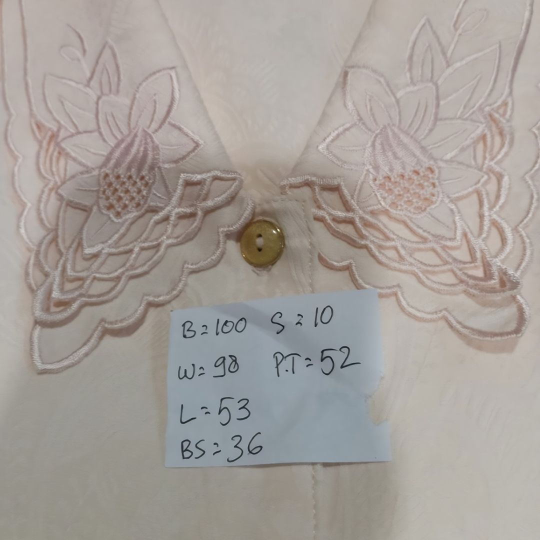 Vintage Double Colar Peach Long Sleeve Blouse
