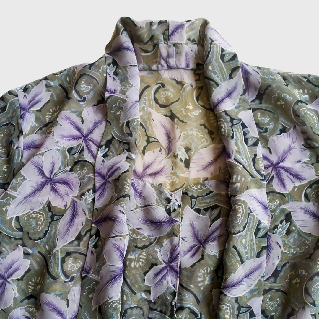 Vintage Gray Purple Kebaya Kutubaru