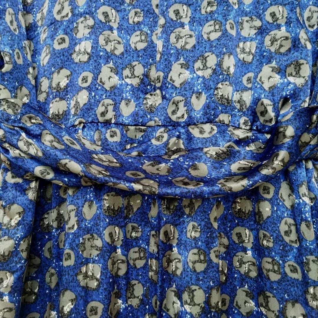 Vintage Blue Silk Floral Dress