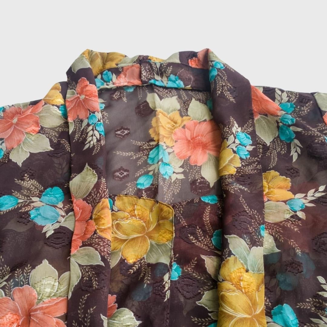 Vintage Brown Yellow Floral Kebaya Kutubaru