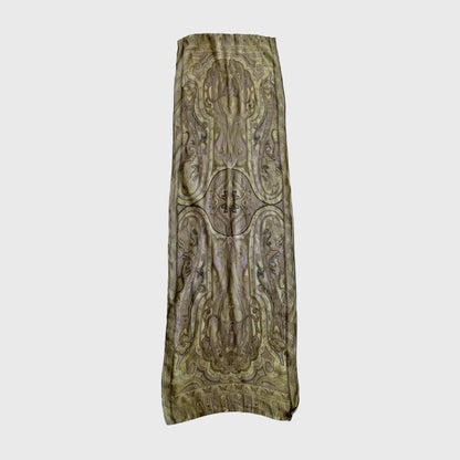 1990s Paisley Silk Green Scarf