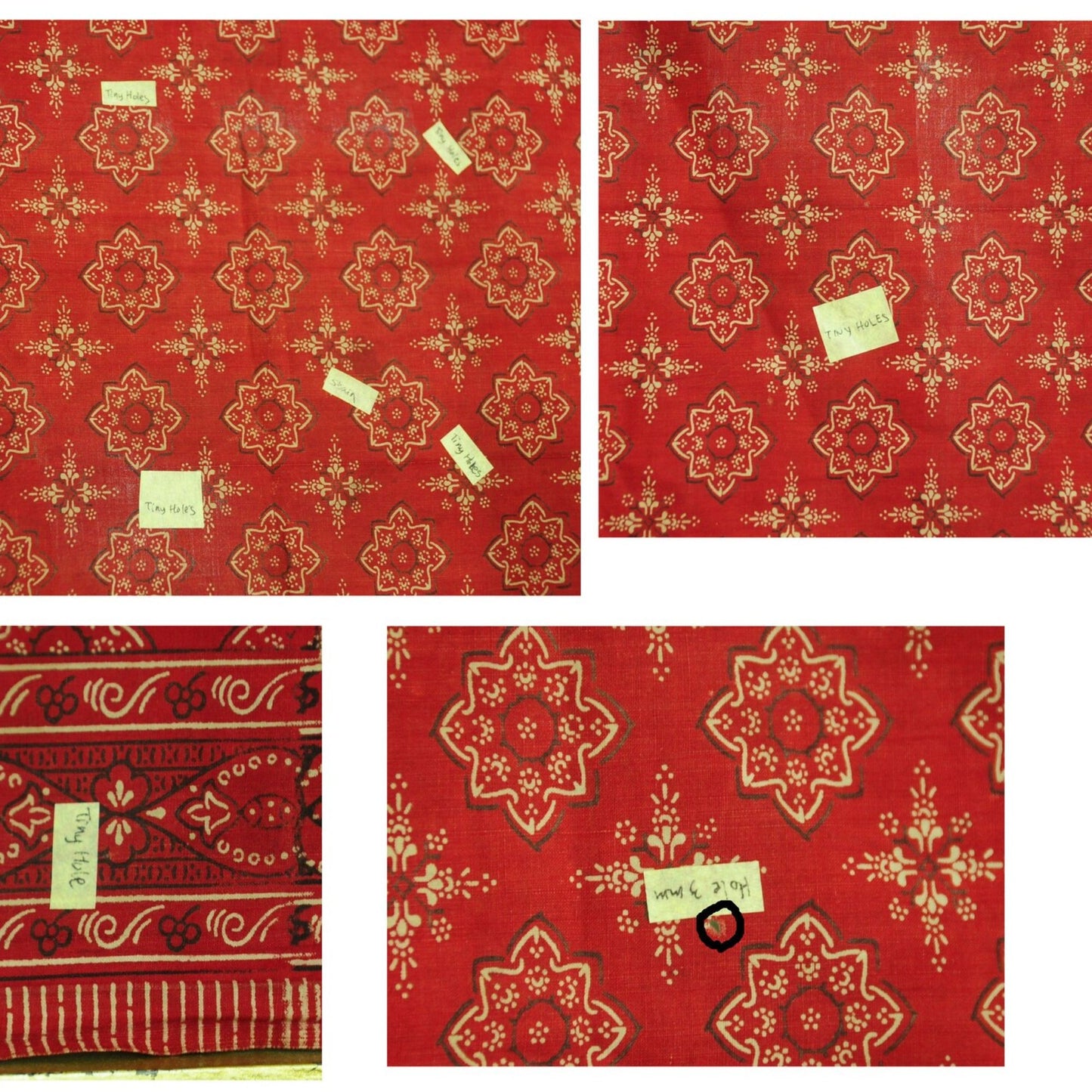 Indonesian Hand Drawn Red Batik Sembagi Kacapiring "Gardenia" Flower Motif