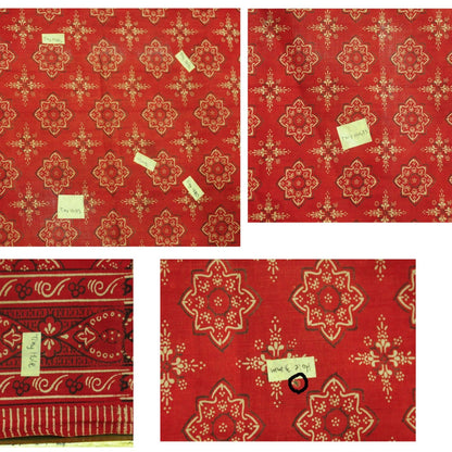 Indonesian Hand Drawn Red Batik Sembagi Kacapiring "Gardenia" Flower Motif