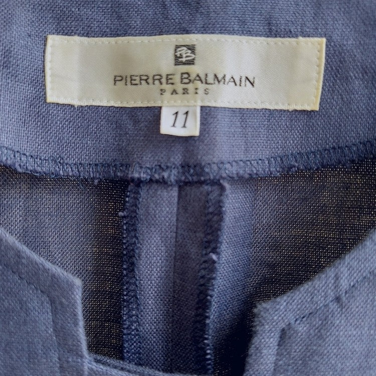 Vintage Plain Pocket Navy Dress