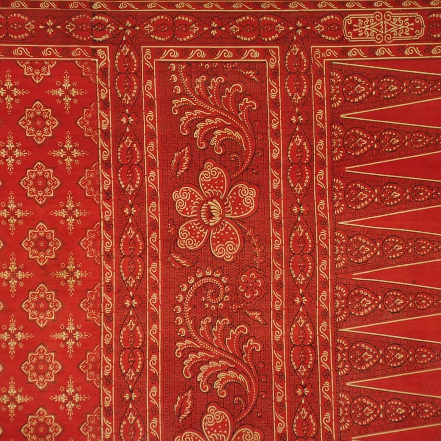 Indonesian Hand Drawn Red Batik Sembagi Kacapiring "Gardenia" Flower Motif