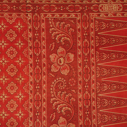 Indonesian Hand Drawn Red Batik Sembagi Kacapiring "Gardenia" Flower Motif