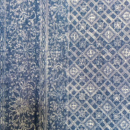 1980s Tumpal Pasung Blue Dandelion Flower Saroong Shawl