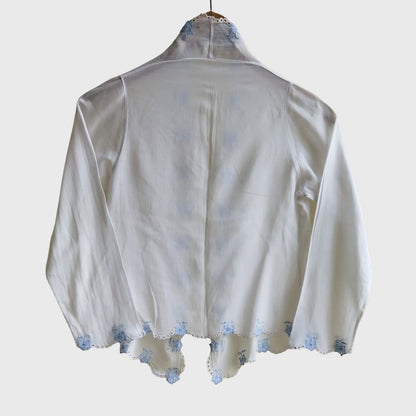 Vintage Light Blue Kebaya With Simple Embroidery