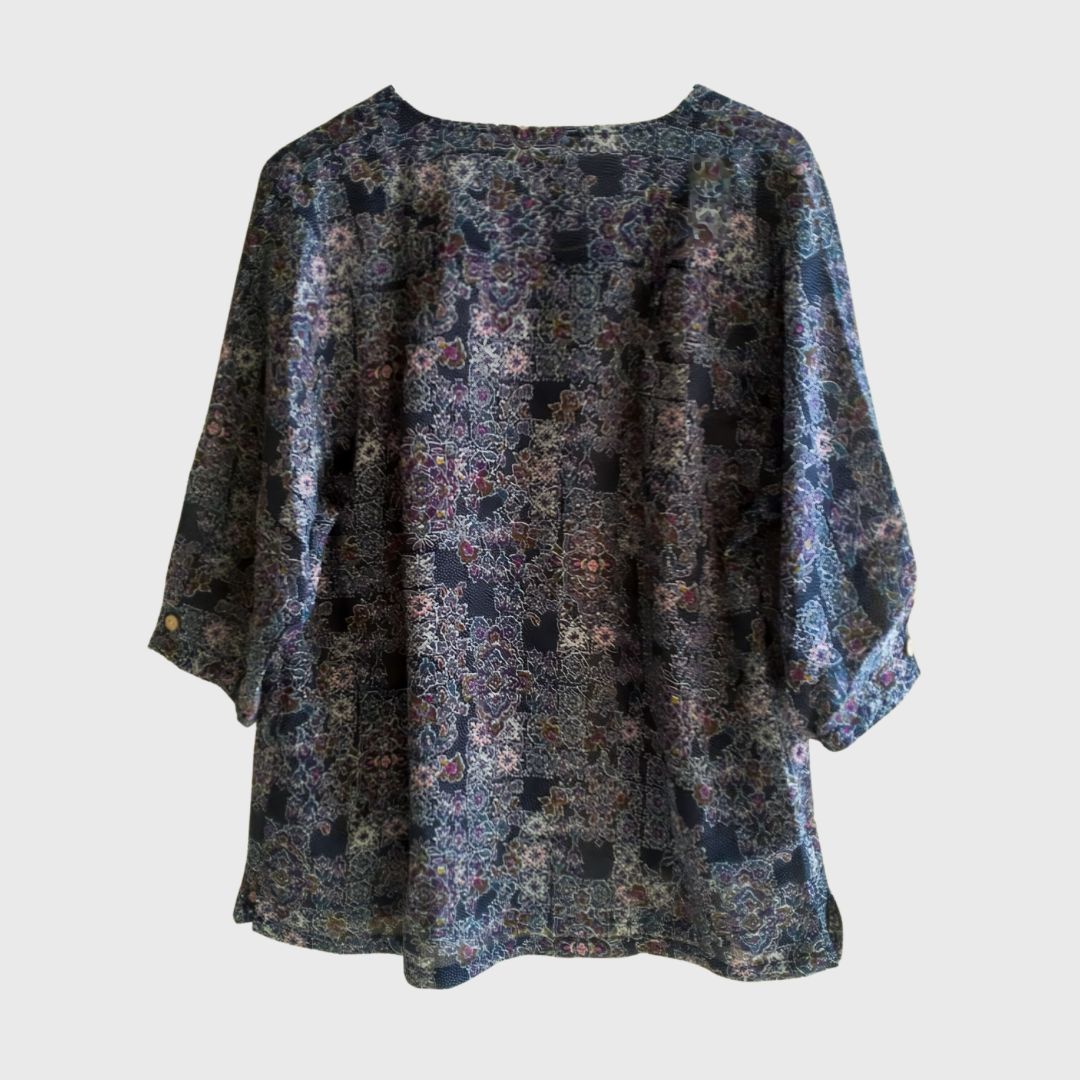 Vintage Floral Purple Blouse