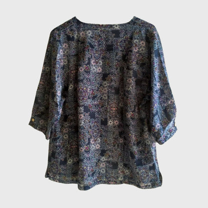 Vintage Floral Purple Blouse