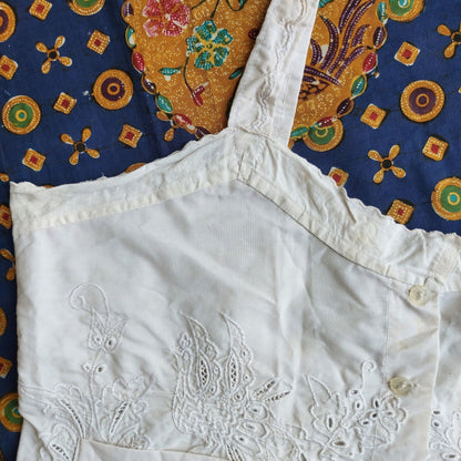 Indonesian Vintage White Camisole with Peacock Embroidery