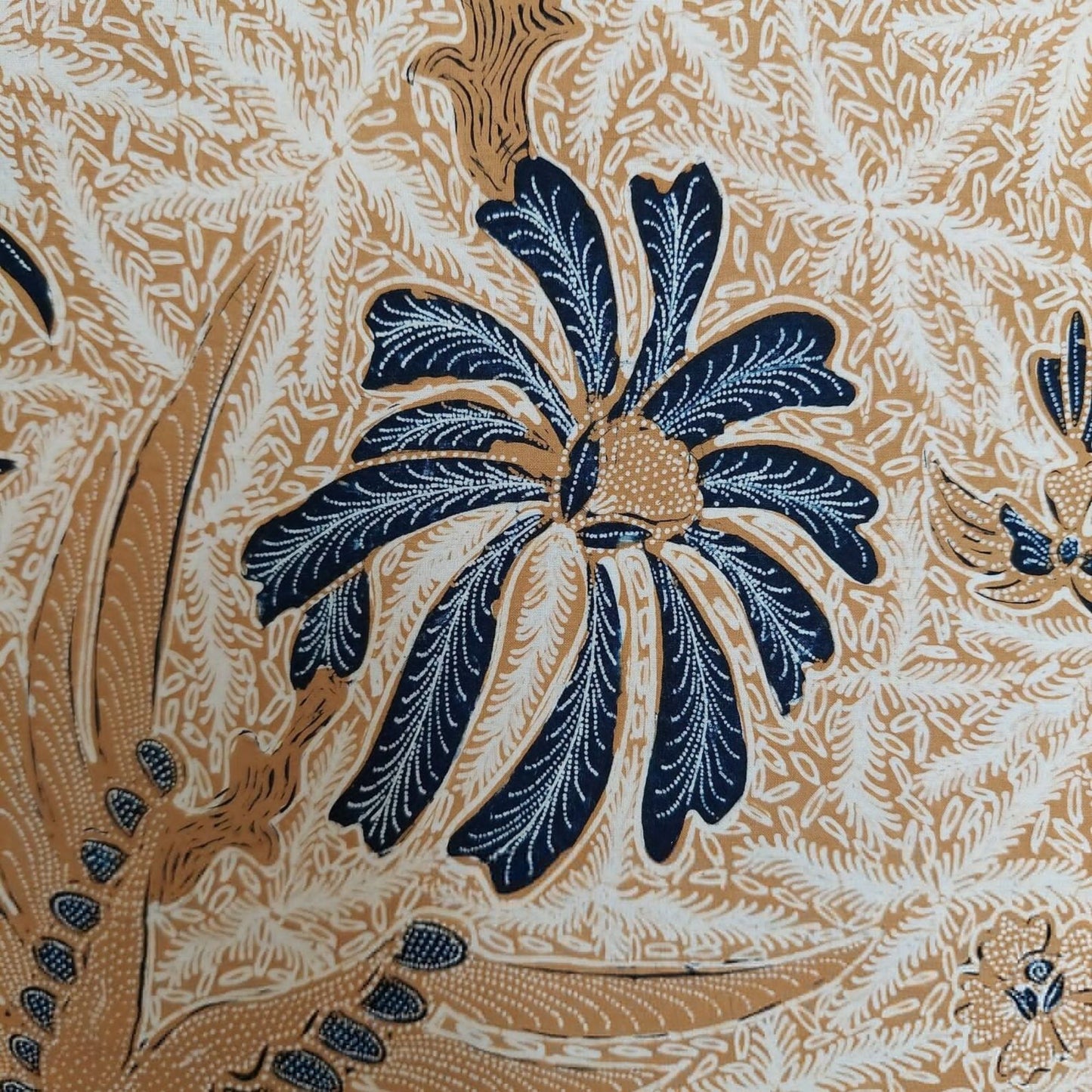 Vintage Sogan (Brown) Hand Drawn Batik Phoenix and Manggar Motif
